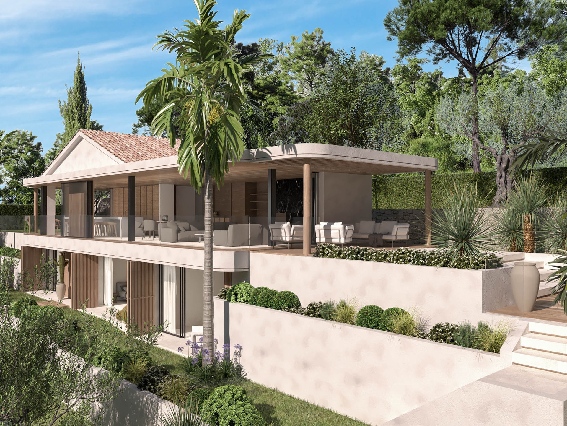 Villa contemporaine dans les hauteurs de roquebrune-cap-martin. Monaco.